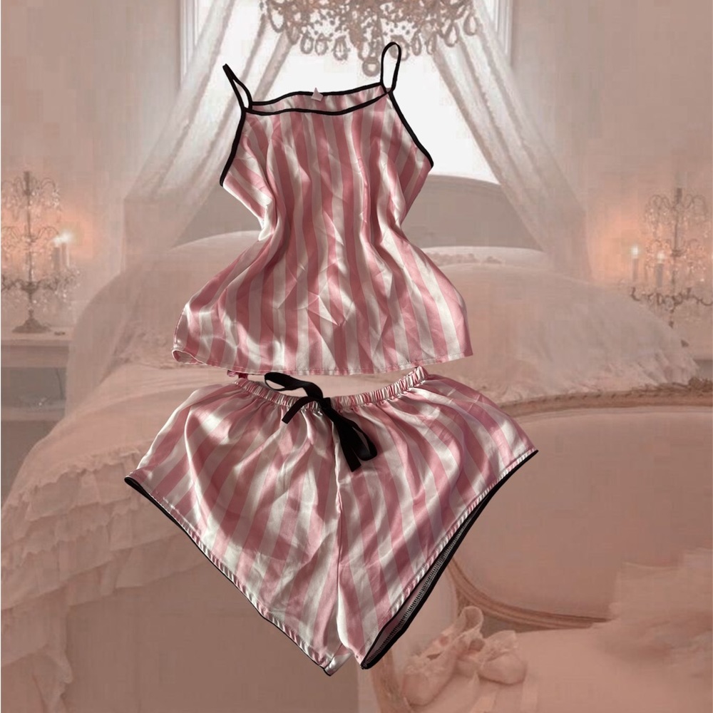 Sold Shein | Gorgeous satin striped pajama set